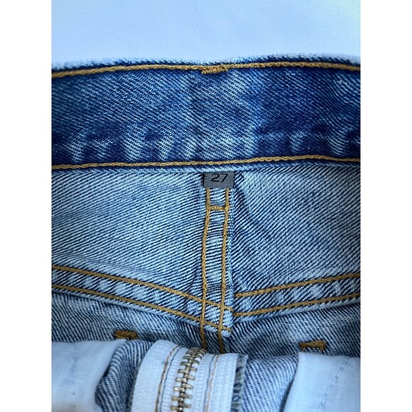 Carmar Y2K Rigid Denim Jean Zip Mini Skirt Size 27 90s Retro Grunge Medium Wash - Picture 5 of 9